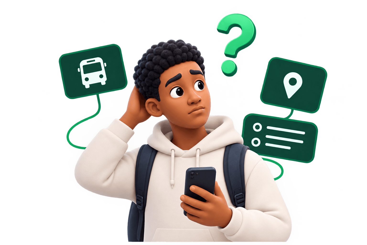 Person confused with no bus information